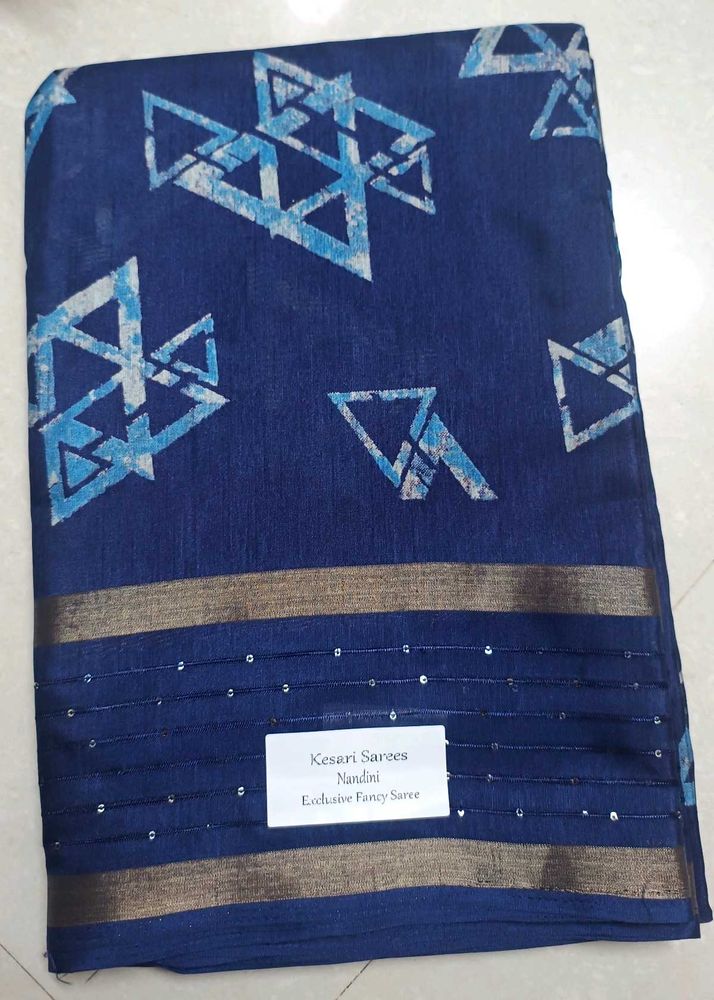 Blue Printed Saree