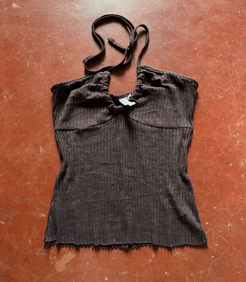 Ribbed Halter Neck Tank Top