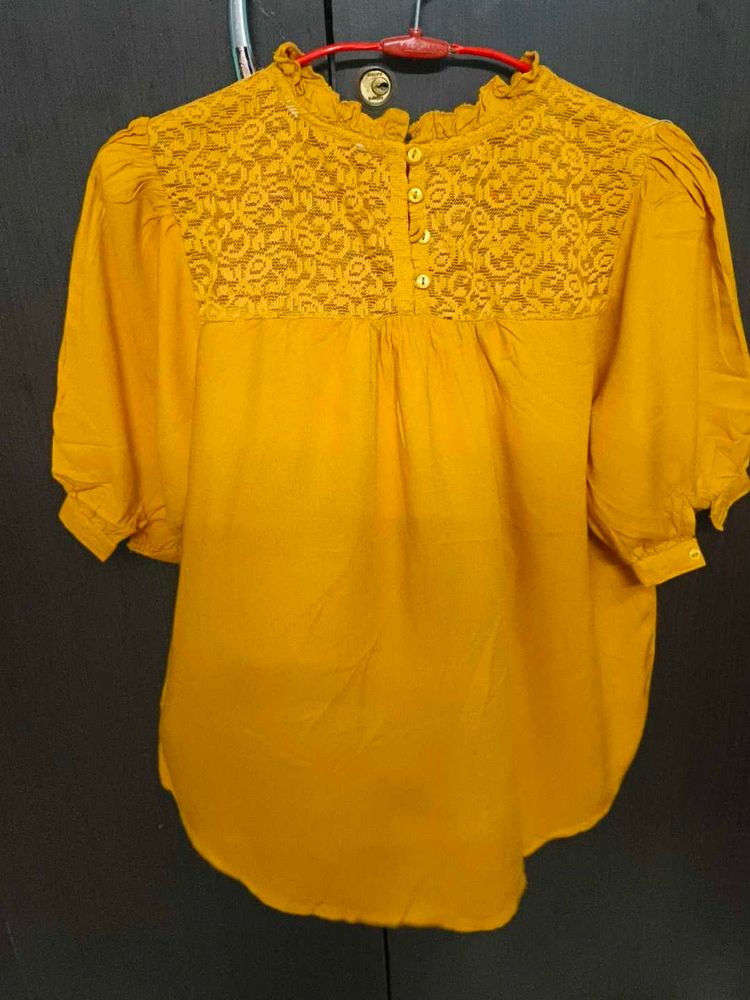 Elegant Yellow Lace Top