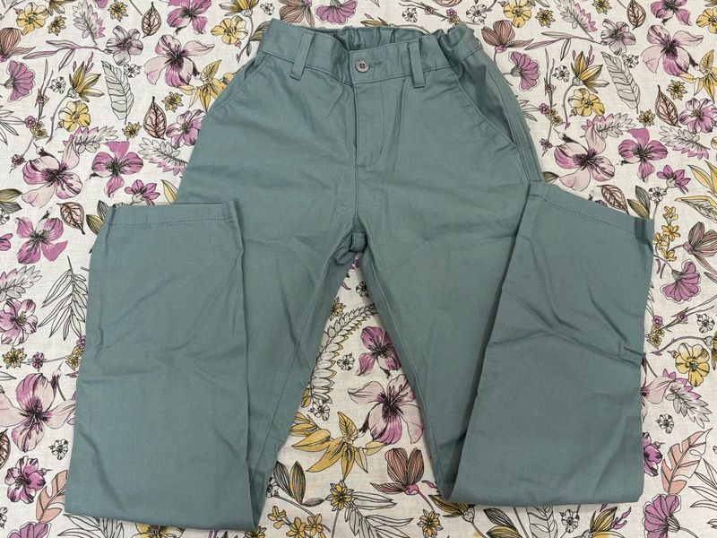 Casual Teal Green Pants adjustable waist