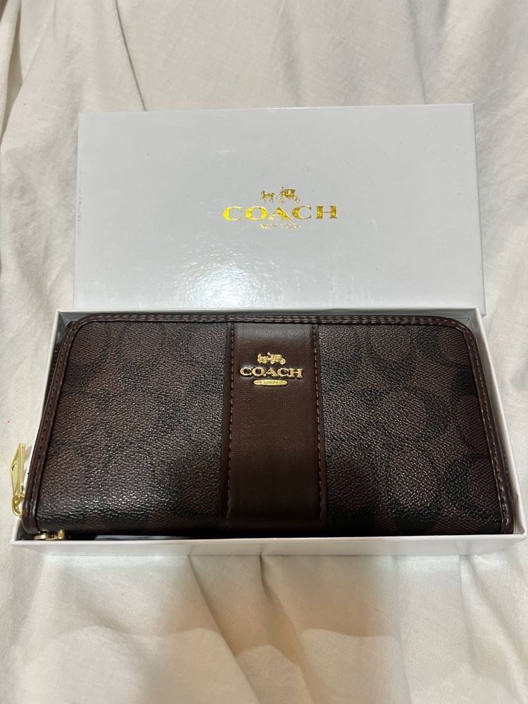 Coach Signature Zip Around Wallet