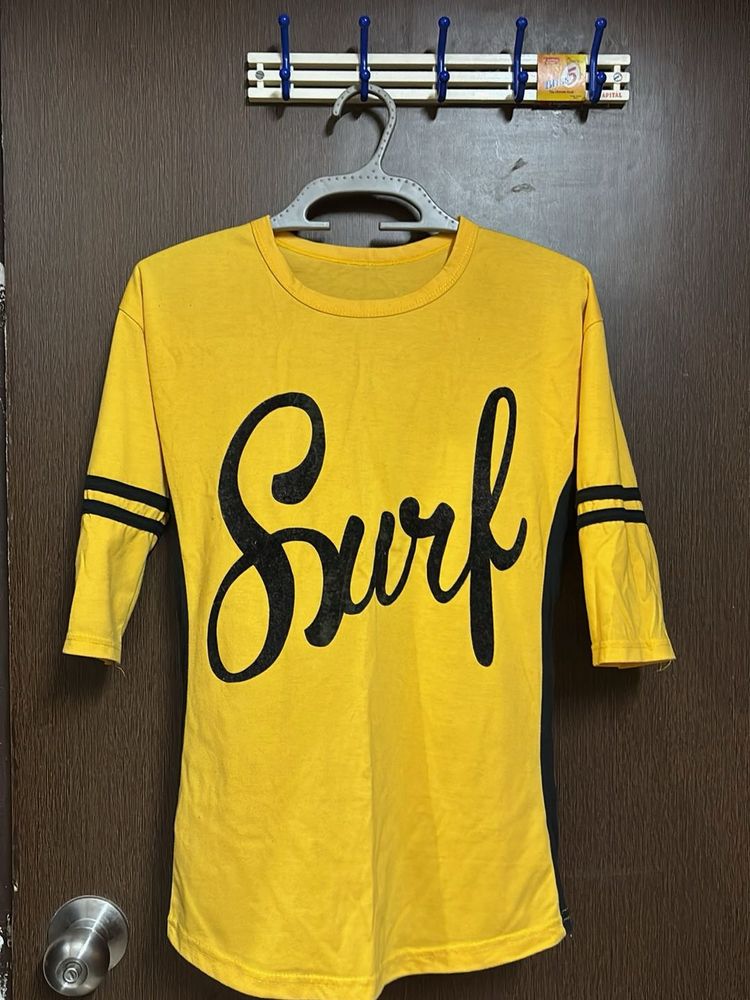 Yellow "Surf" Graphic T-Shirt