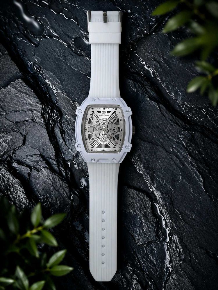 Stylish White Skeleton Watch