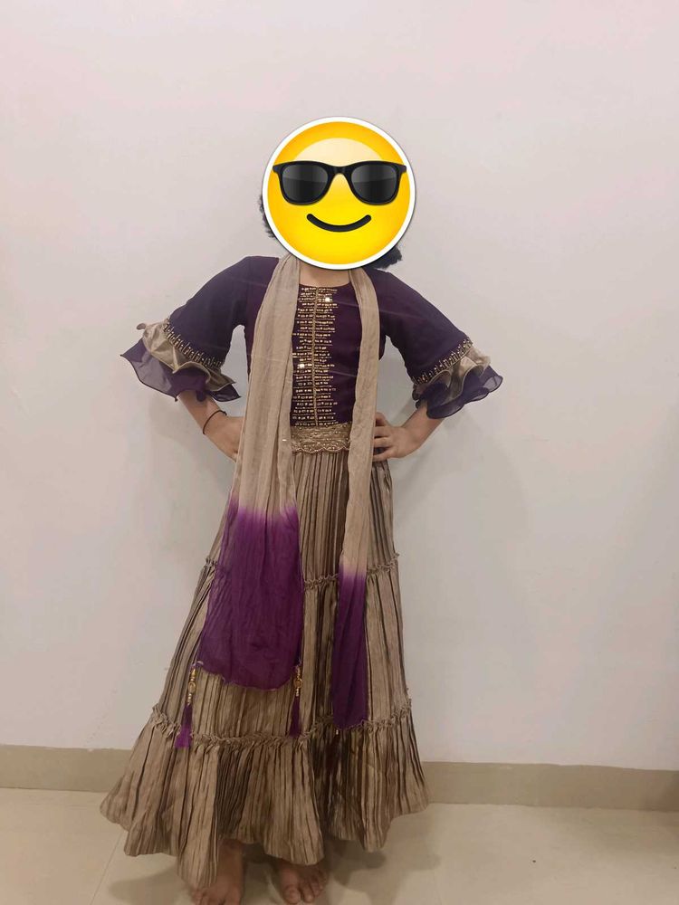 Girls Ethnic Dress &amp; Scarf