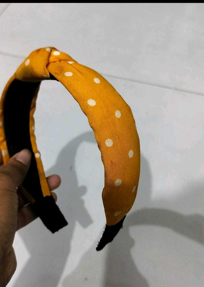 Yellow Polka Dot Knotted Headband