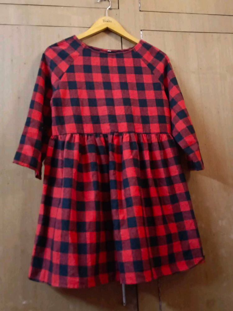 Red and Black Plaid Babydoll Dress
