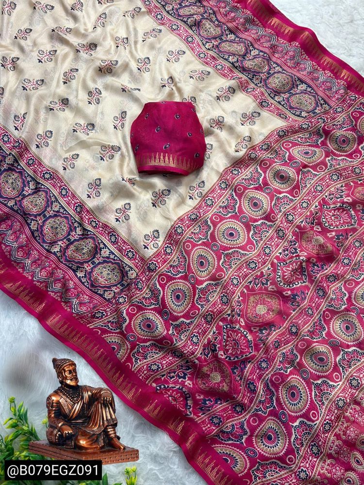Kalamkari Ajrakh digital print saree