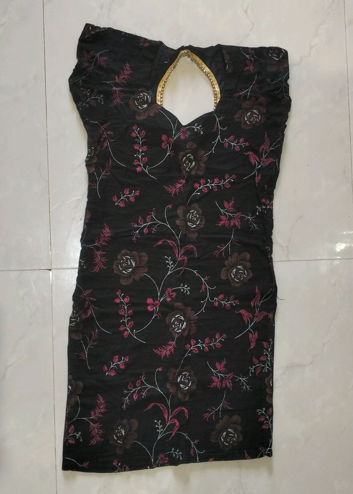 Pure Cotton Black Kurta