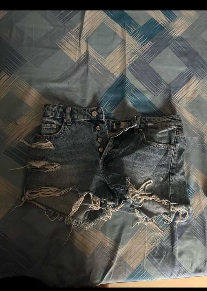 Distressed Denim Shorts