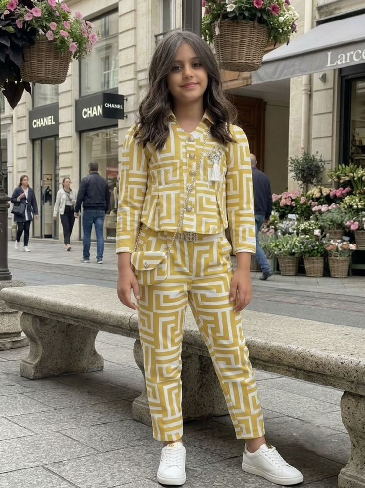 Yellow Geometric Print Co-ord Set