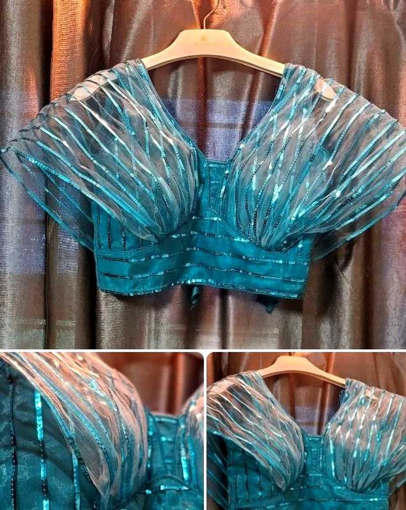Teal Sequin Embellished Blouse