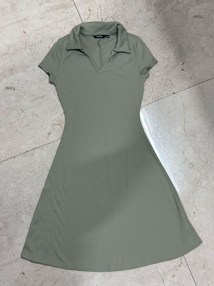Sage Green Collared Dress