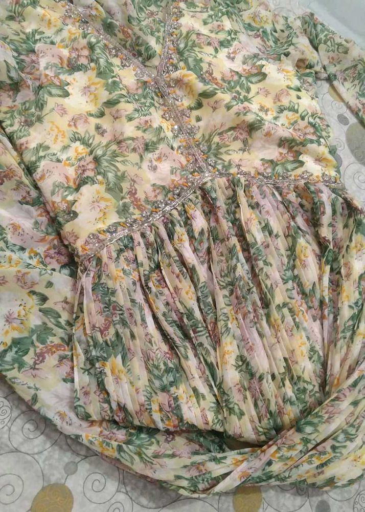 Floral Print Ethnic Gown