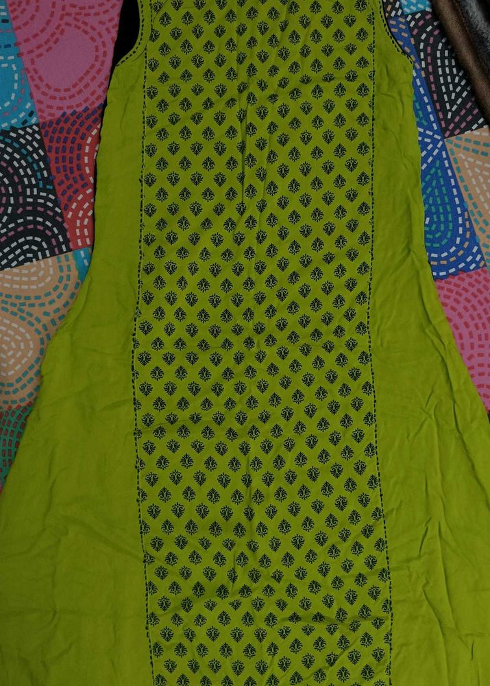 Lime Green Printed Kurta