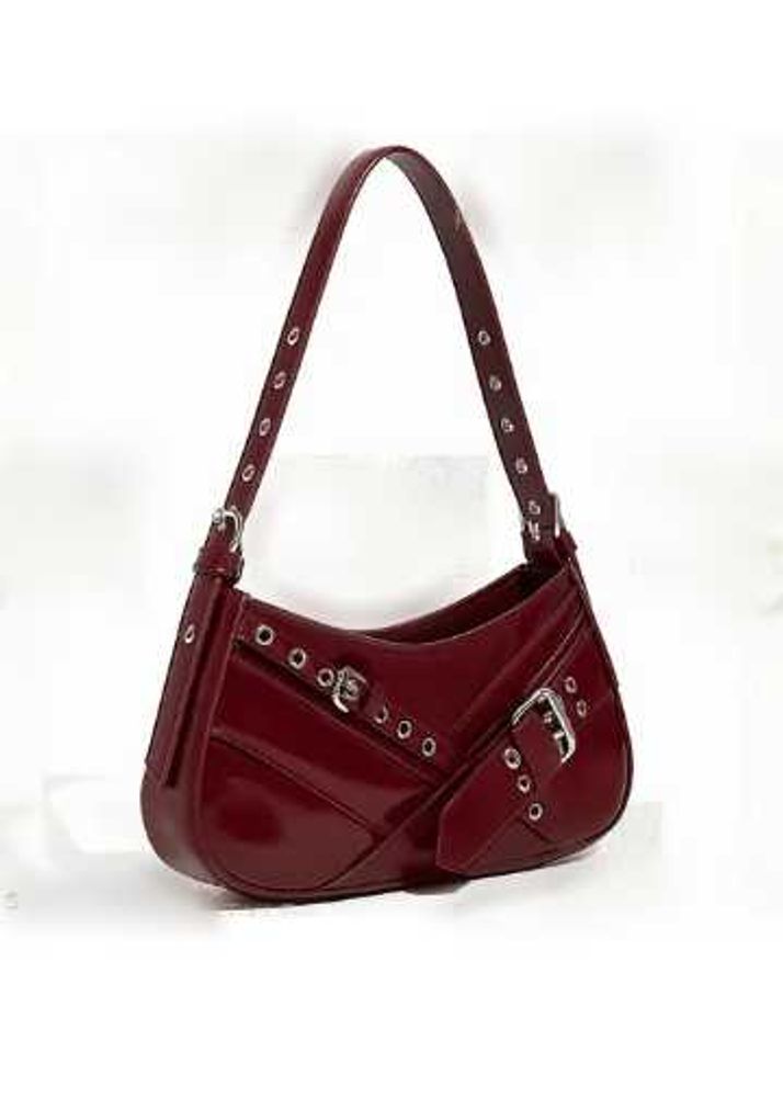 Burgundy Bag with Buckle Detail