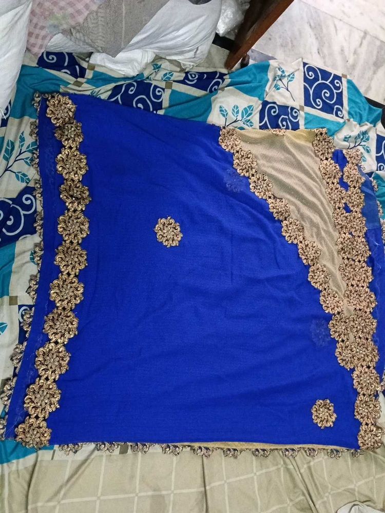 Royal Blue Embellished Saree