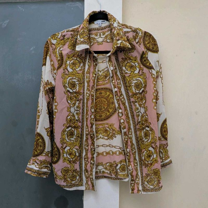 Fashion Nova Baroque Print Button-Up Shirt