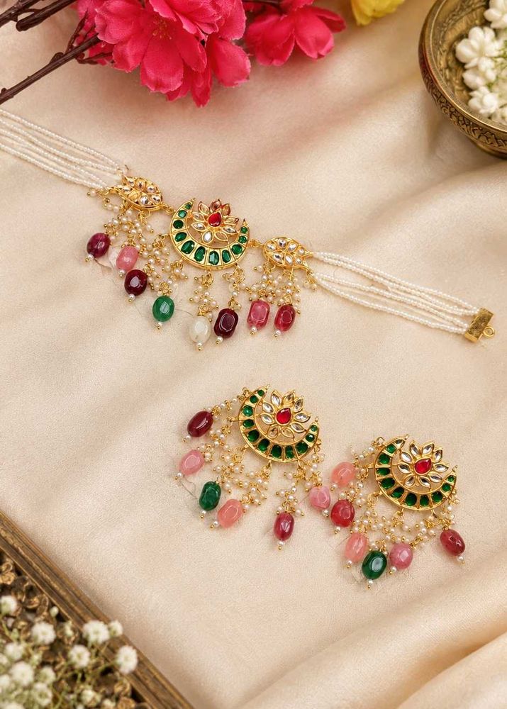 Ethnic Kundan &amp; Pearl Choker Set
