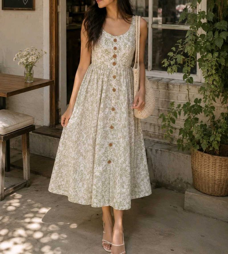 Floral Button-Down Midi Dress