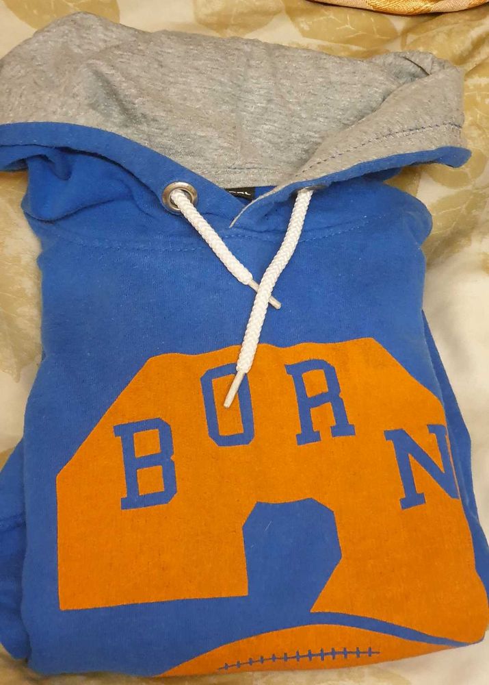 Blue Graphic Print Hoodie