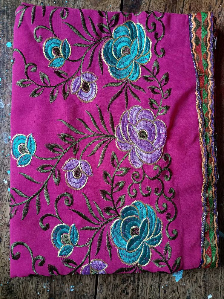 Pink Embroidered Saree