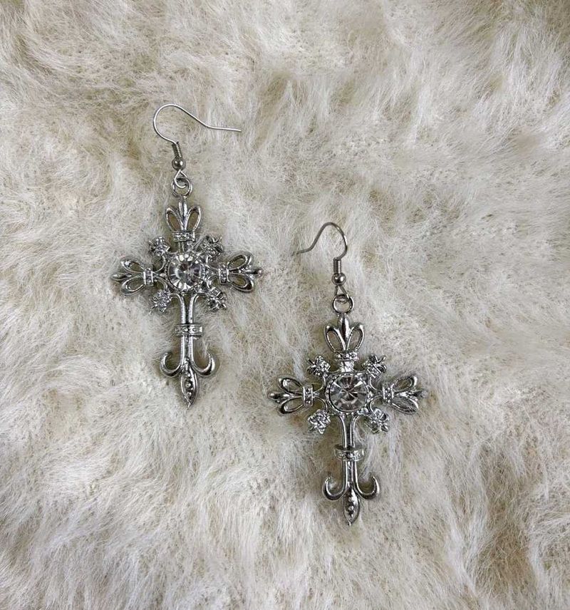 Black Cross Dangle Earrings