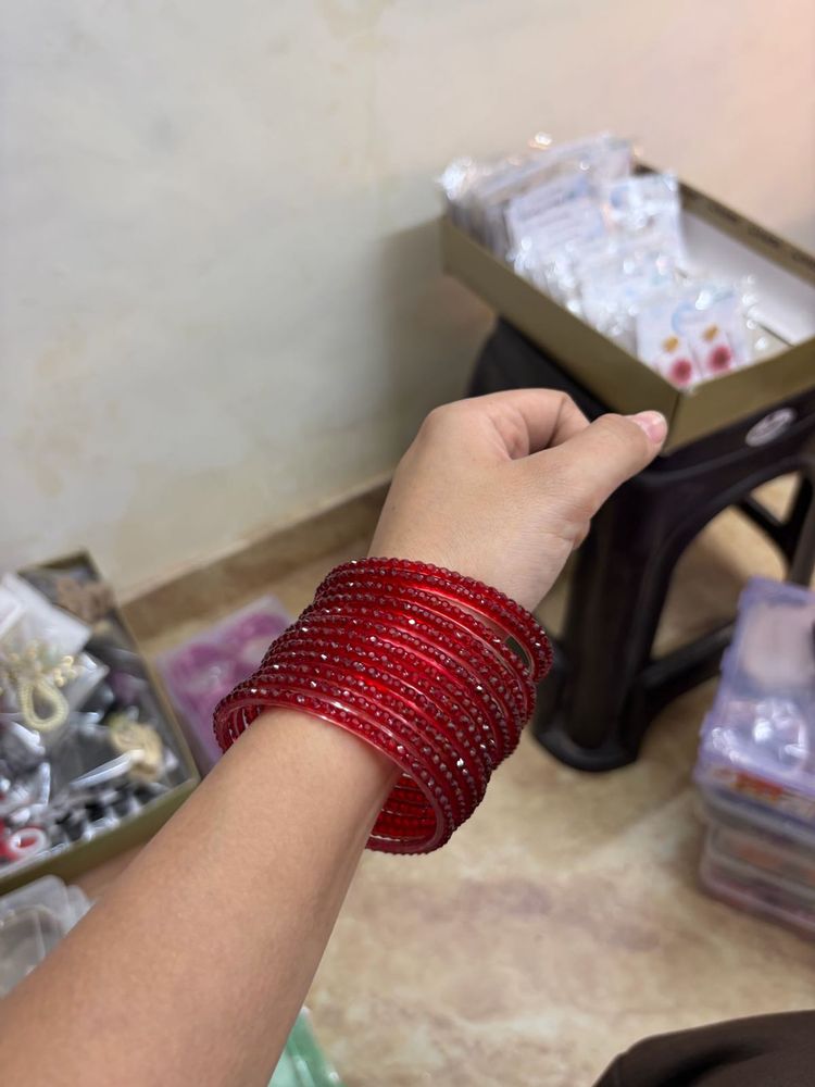 Deep Crimsons/Rich Red Textured Bangles