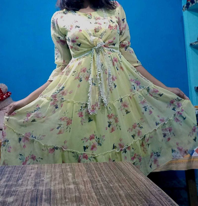 Beautiful Yellow Floral Gown
