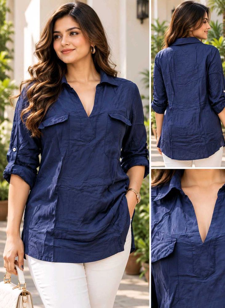 Stylish Navy Blue Tunic Top