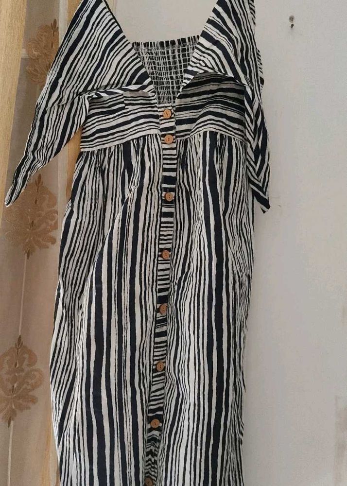 Striped Button-Down Maxi Dress