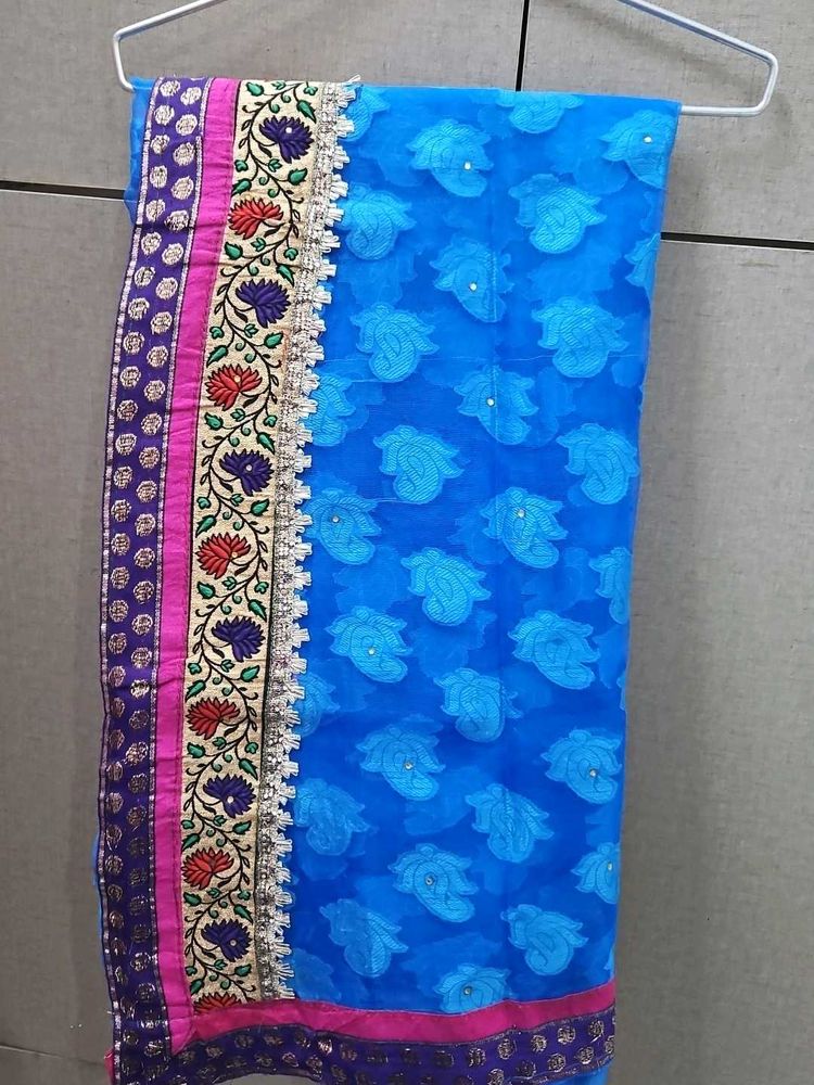 Beautiful Blue Border Saree