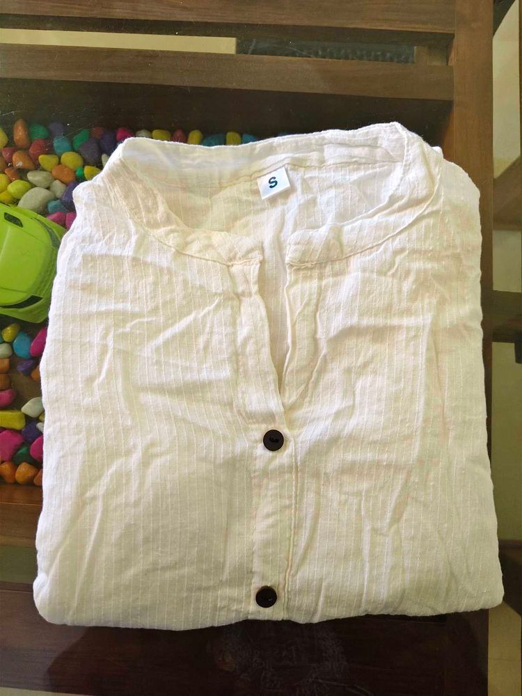 White Button-Up Tunic Top