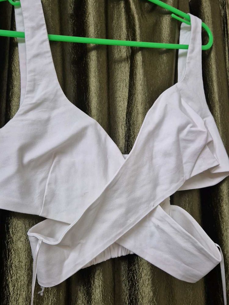 White Wrap Crop Top