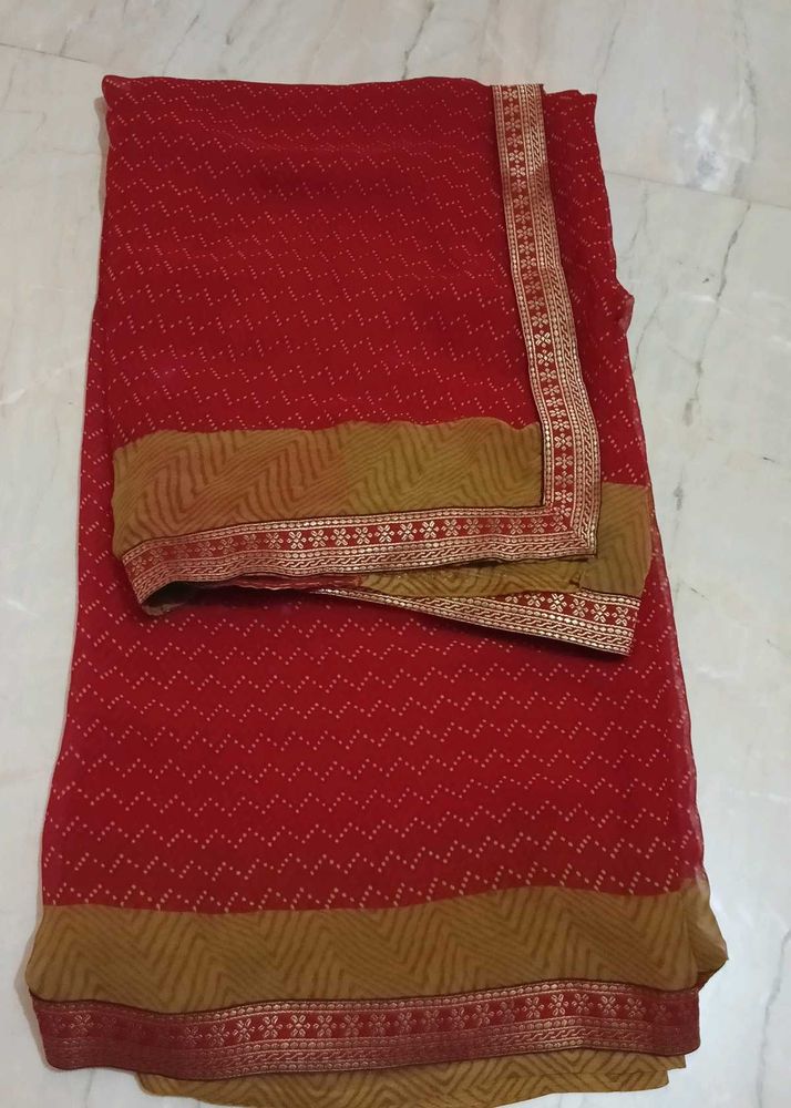 Elegant Red Georgette Saree