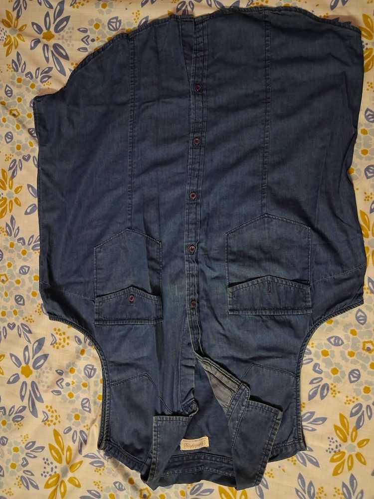 Blue Denim Sleeveless Top