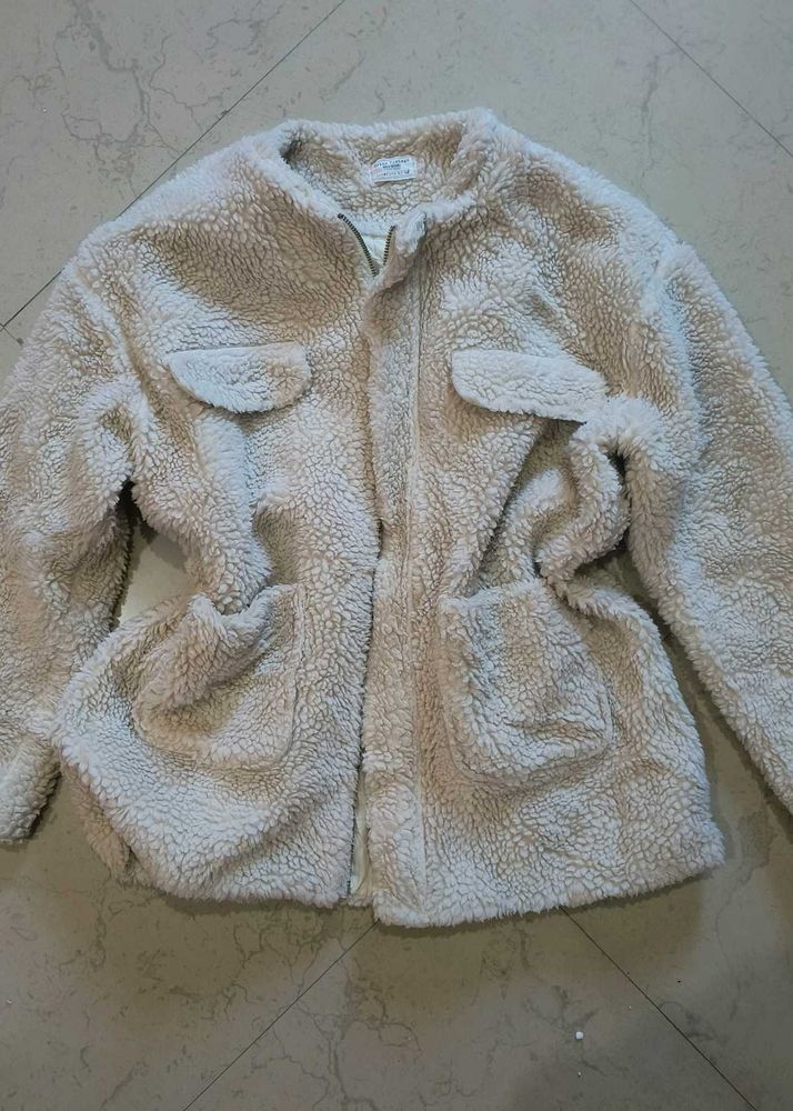 Cozy Beige Fleece fur Jacket