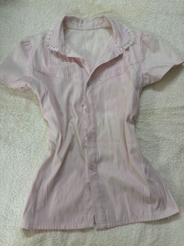 Pink Button-Up Top size S
