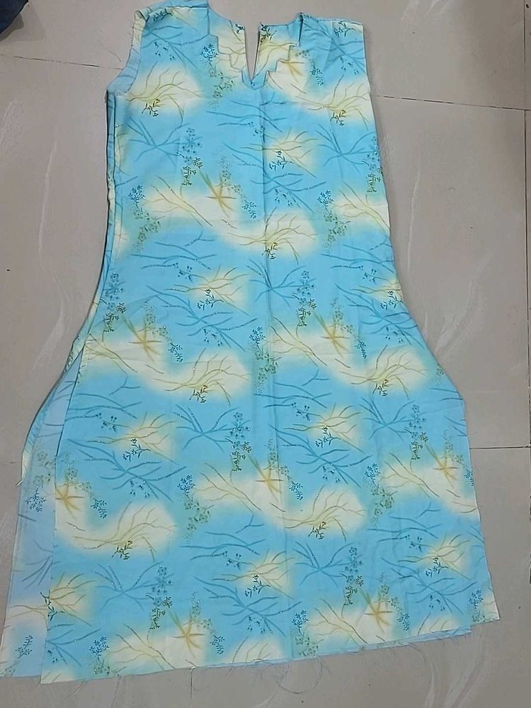 Blue Floral Print Dress Material