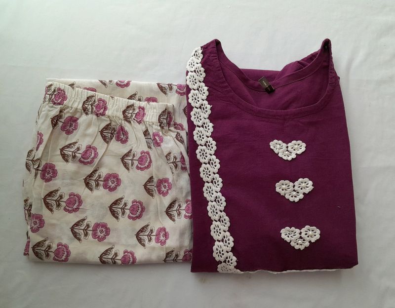 Dark Purple Kurta Set (Women's)