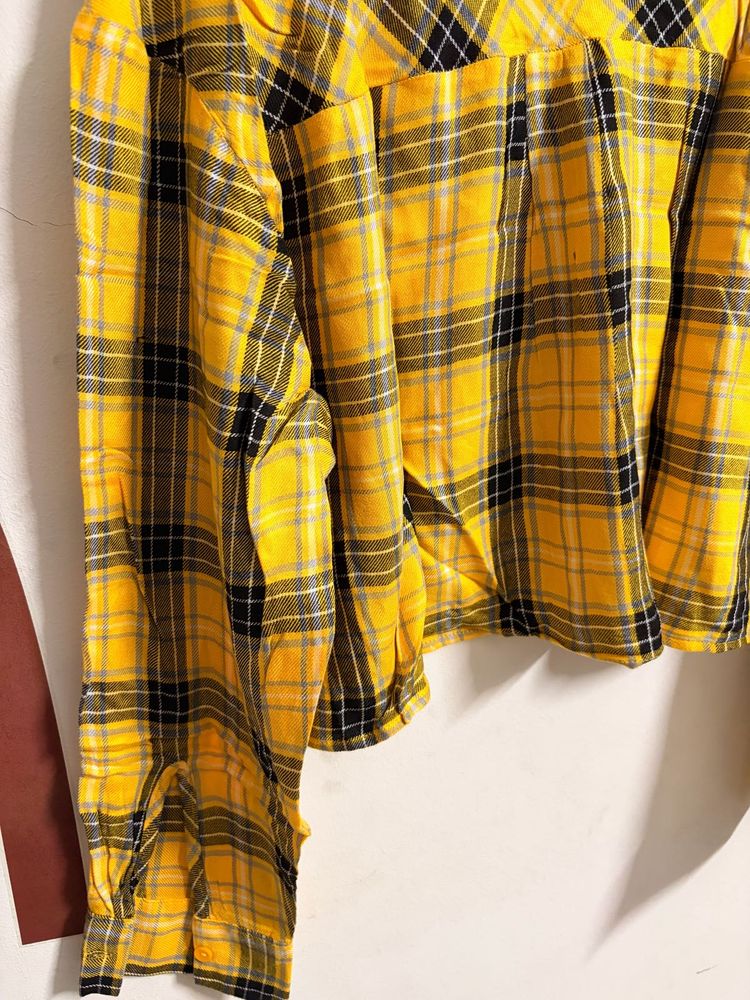 Yellow Plaid Flannel Shirt