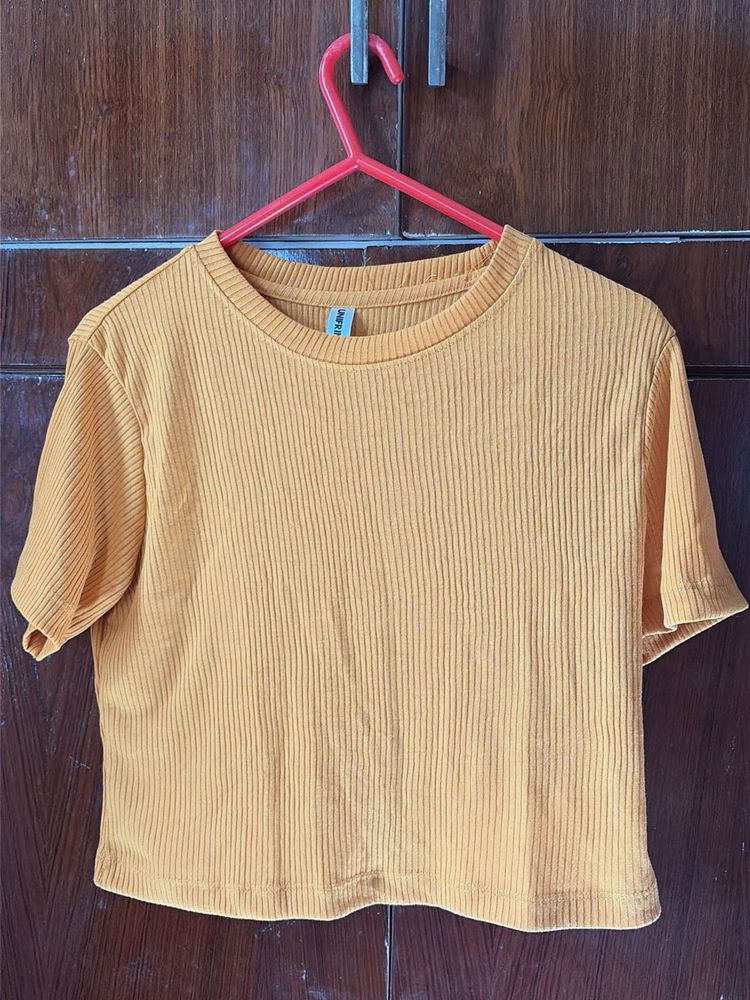 Ribbed Cropped T-Shirt