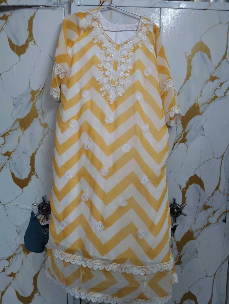 Yellow Chevron Kurta