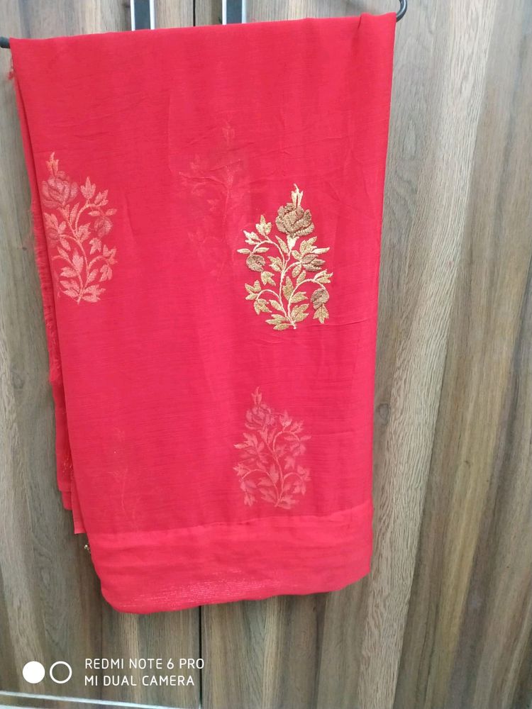 Red Siffon  Saree