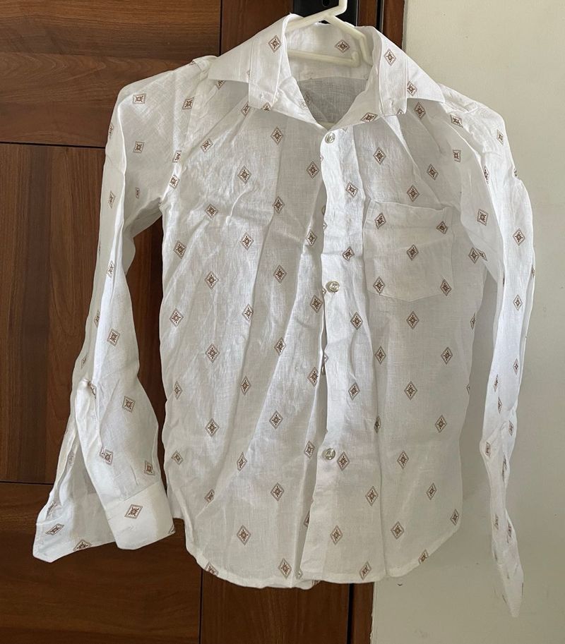 Men's White Diamond Print Shirt
