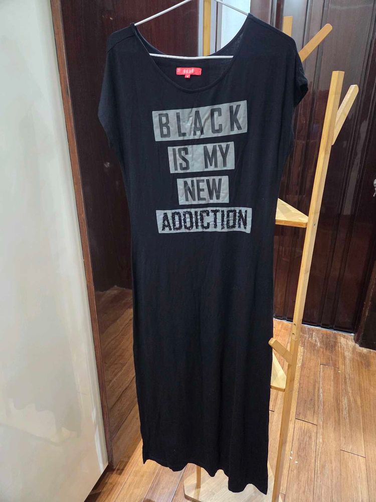 🇮🇳Freedom Sale🇮🇳Black Graphic Print Dress