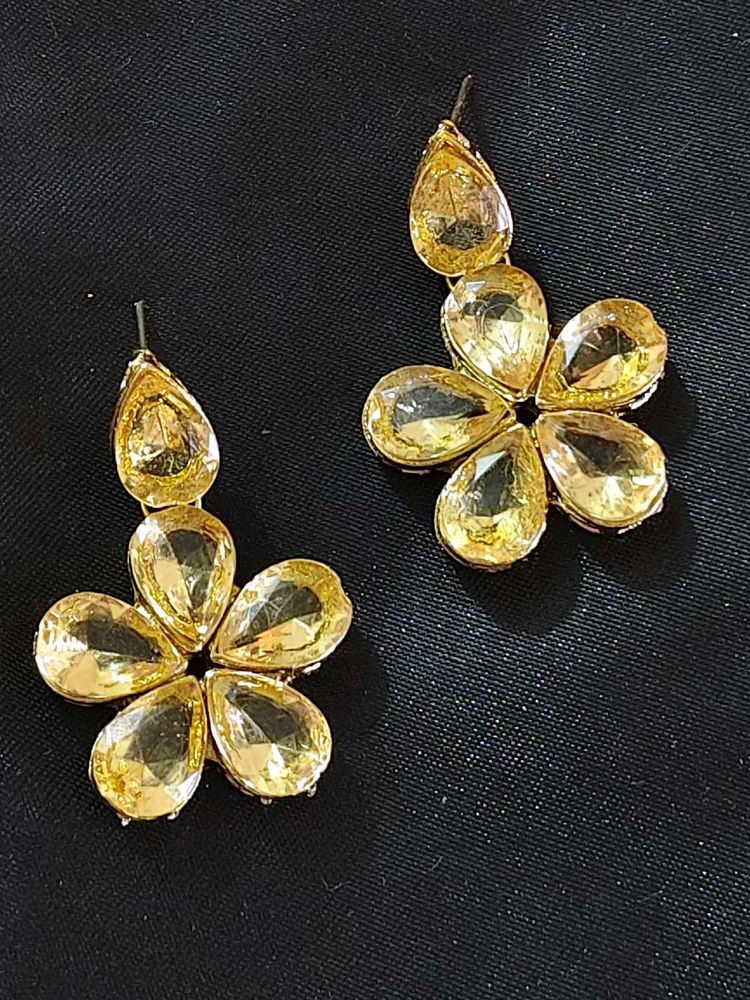 Yellow Flower Drop Earrings