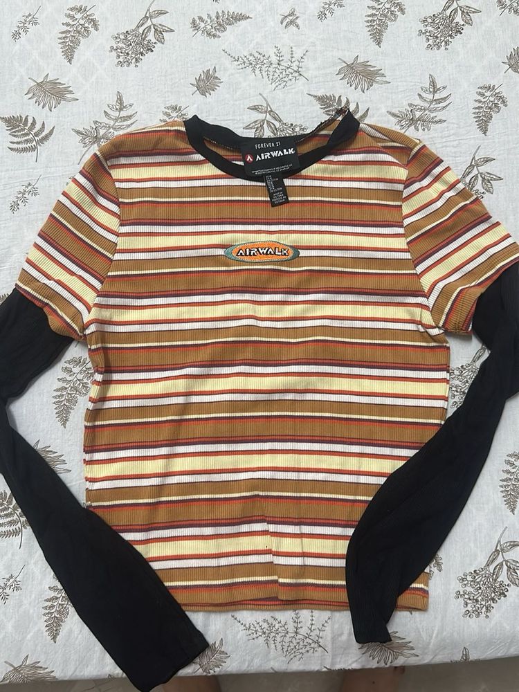 Forever 21 Airwalk Striped Long Sleeve T