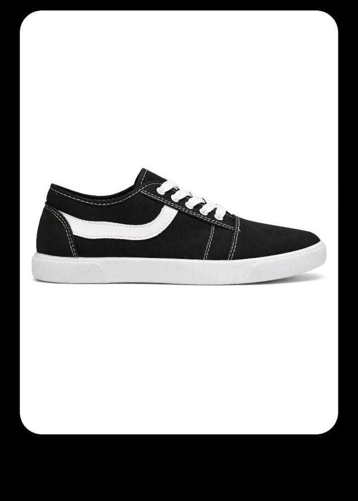 Black Canvas Sneakers with White Accents