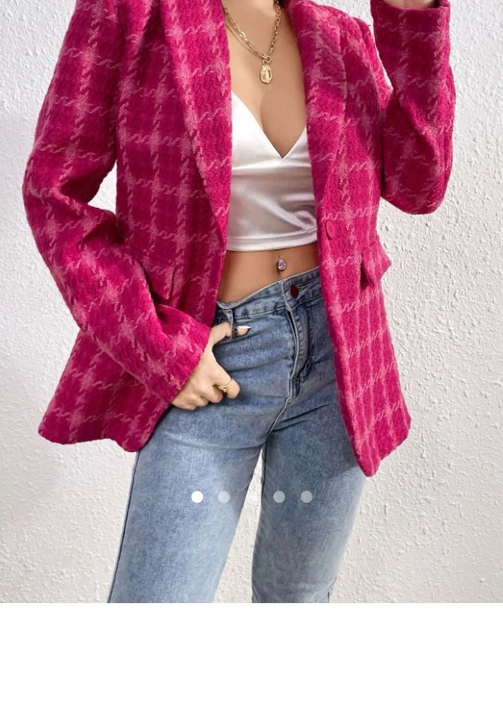 Pink Houndstooth Blazer