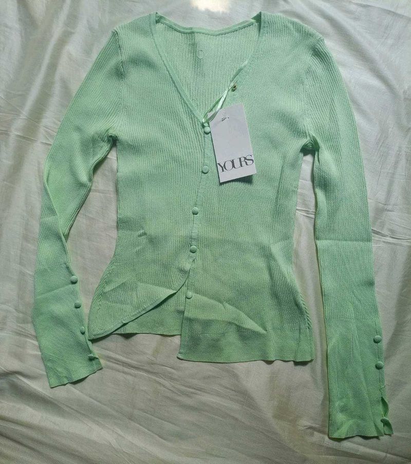 Mint Green Button-Down Cardigan